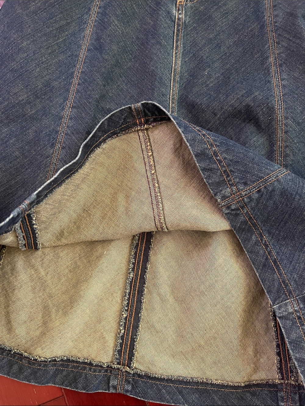 Eddie Bauer Dark Indigo Denim Skirt with Contrast Stitching size 12 - Picture 8 of 11